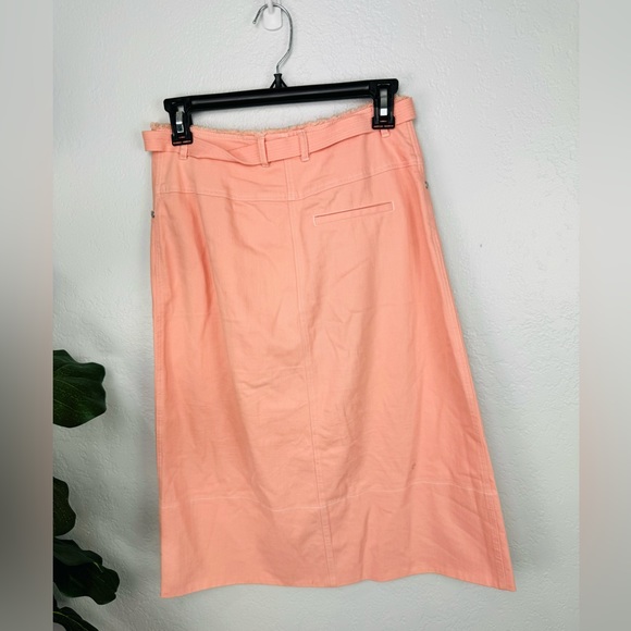Elizabeth and James Peach Salmon Light Pink Merrit Button Front Midi Skirt - Picture 6 of 9